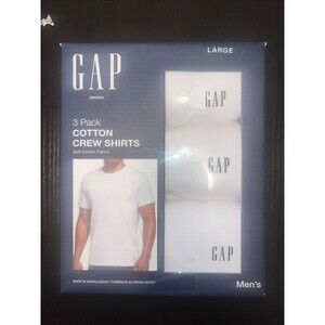 Gap Men's Cotton T-Shirts Size Large 3-Pack White Crew NECK